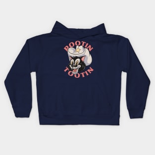 Rootin Tootin - Cowboy Cat Retro Cartoon Mascot Kids Hoodie